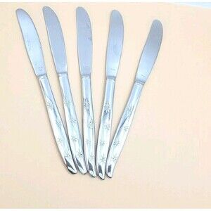 Vintage Seibu Starburst Pattern 5 Serat Knives Stainless Steel Mid Century Japan